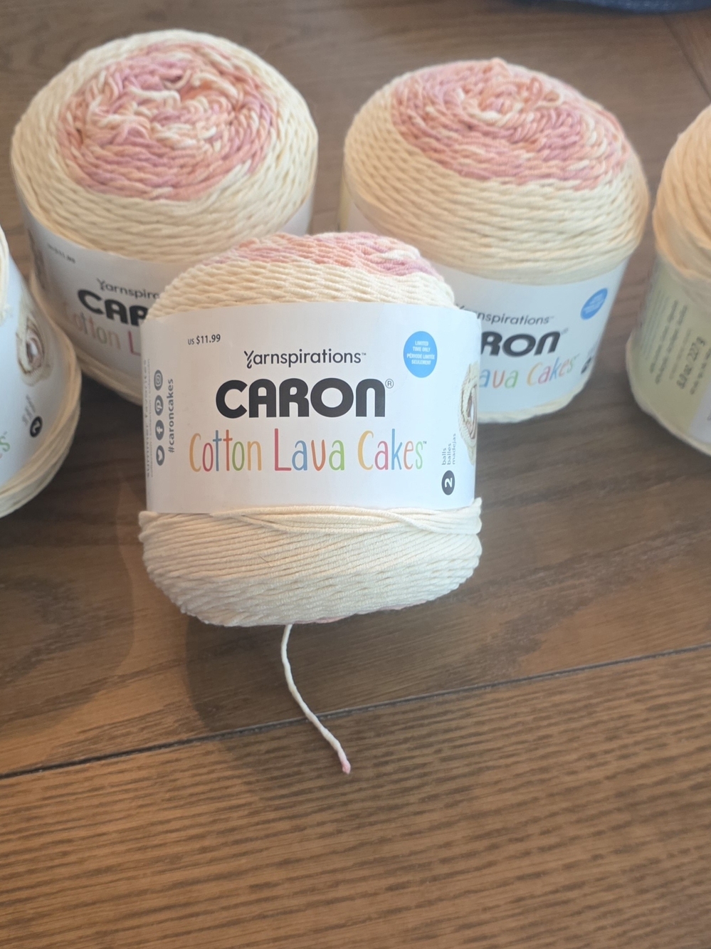 5 CARON Cotton Lava Cakes In Apricot Sorbet Colorway